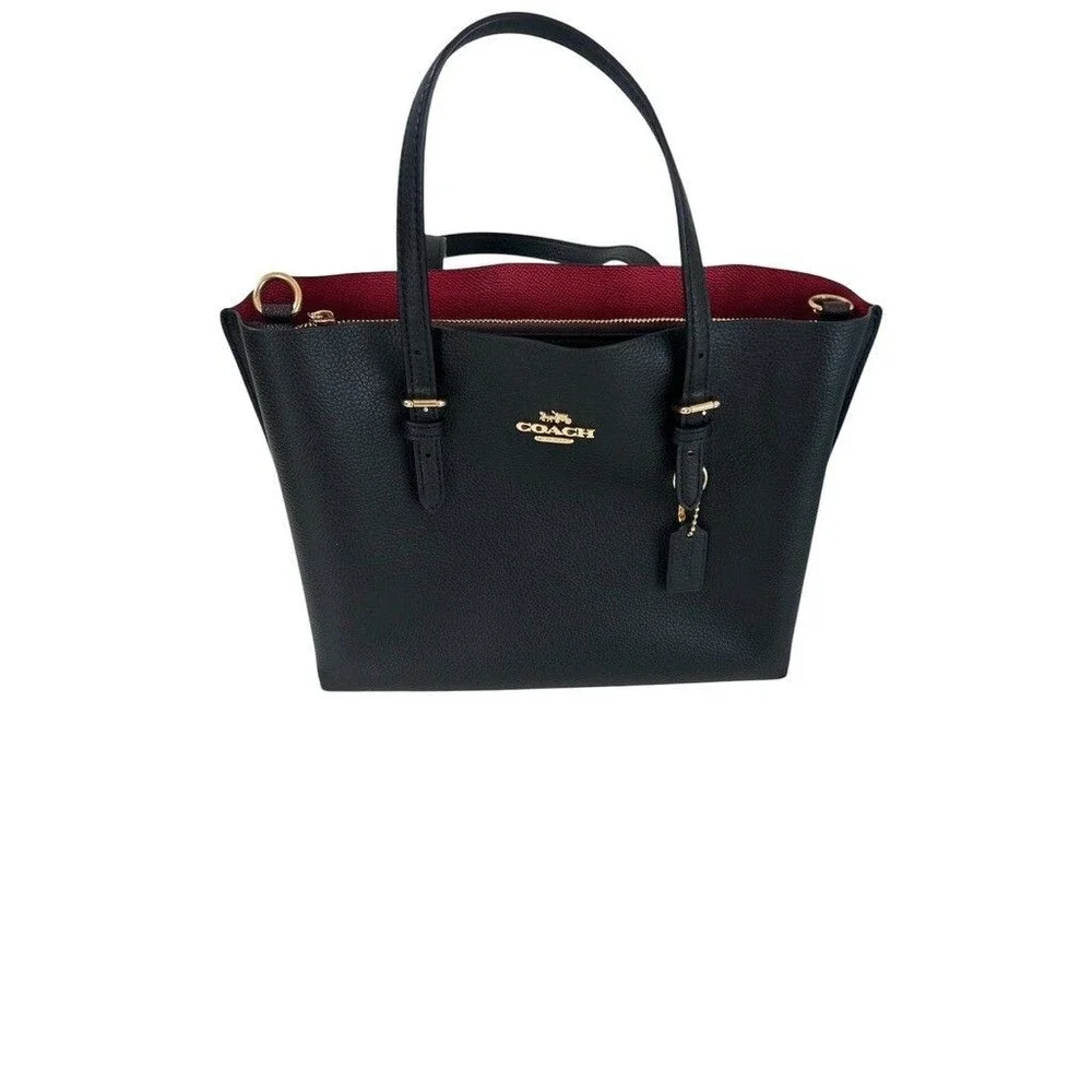 COACH C4084 Small Mollie Tote 25 Cross grain Leather Black